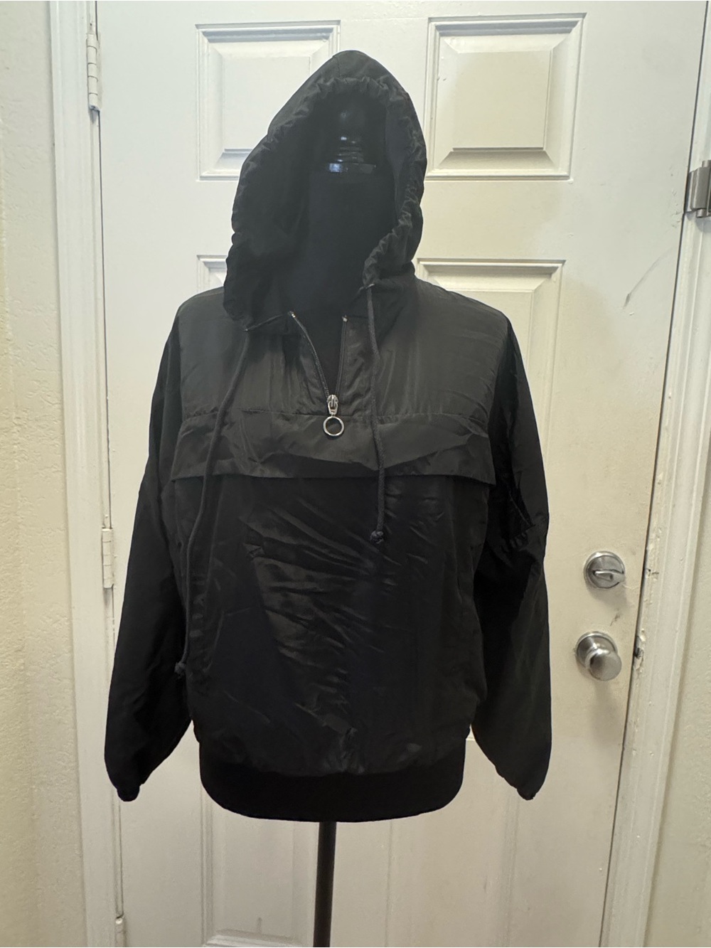 No Boundaries Black Hooded Half-Zip Windbreaker